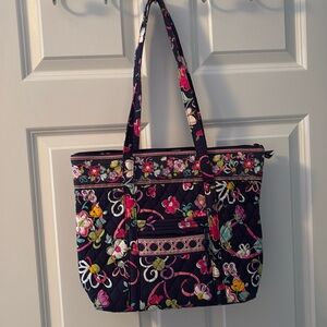 Vera Bradley small tote bag. Navy blue floral pattern.  Like new.